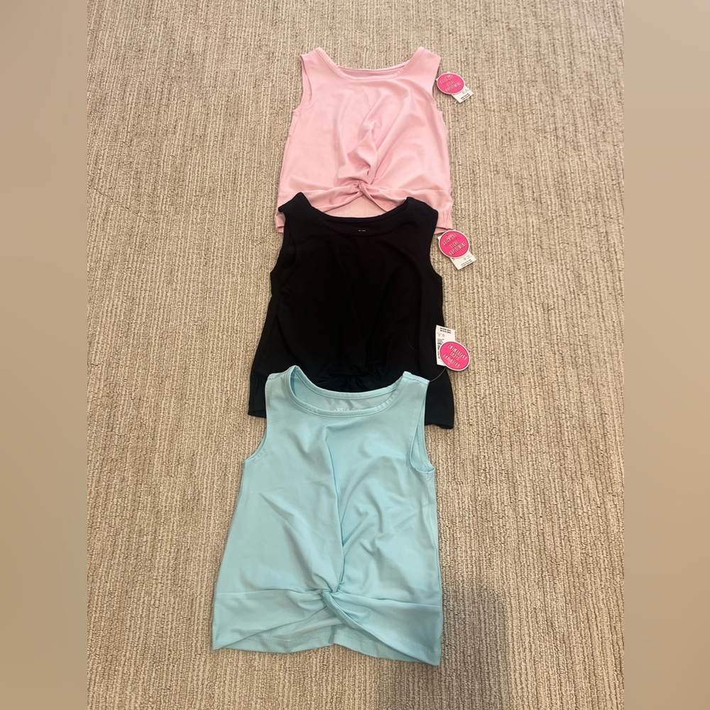 Set of 3 Children’s Place Girls Quick Dry Twist front tank tops- size XS (4) NWT